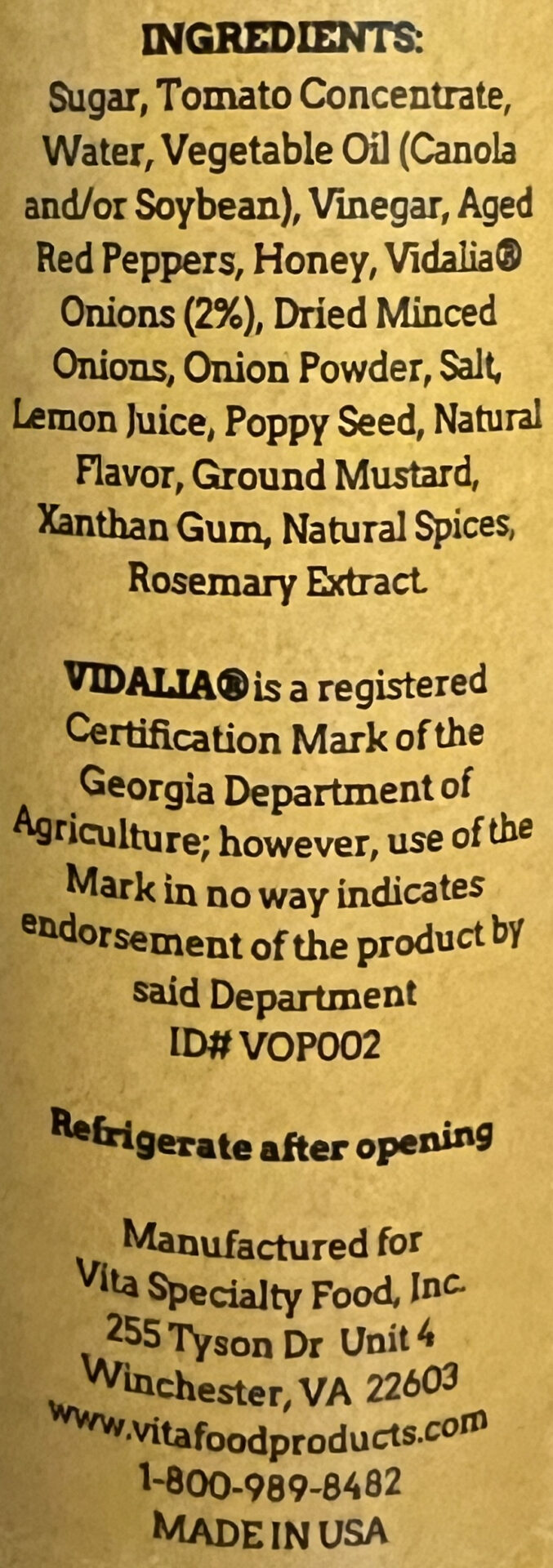 Vidalia Onion Honey French Packaged Food Reviews