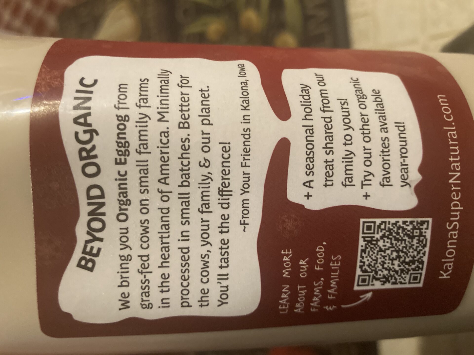 Kalona Super Natural Organic Eggnog Packaged Food Reviews