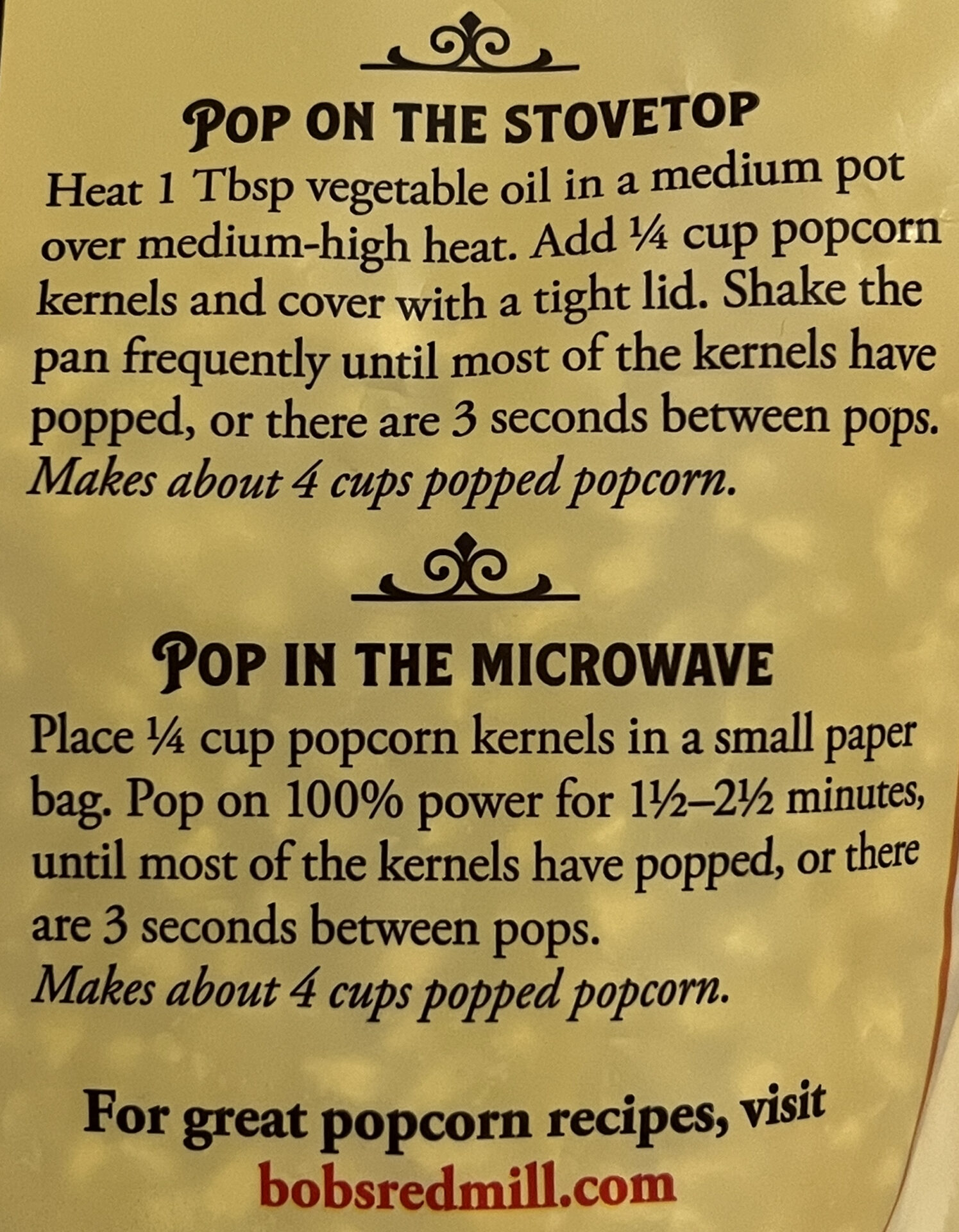 Bob’s Red Mill Yellow Popcorn Packaged Food Reviews