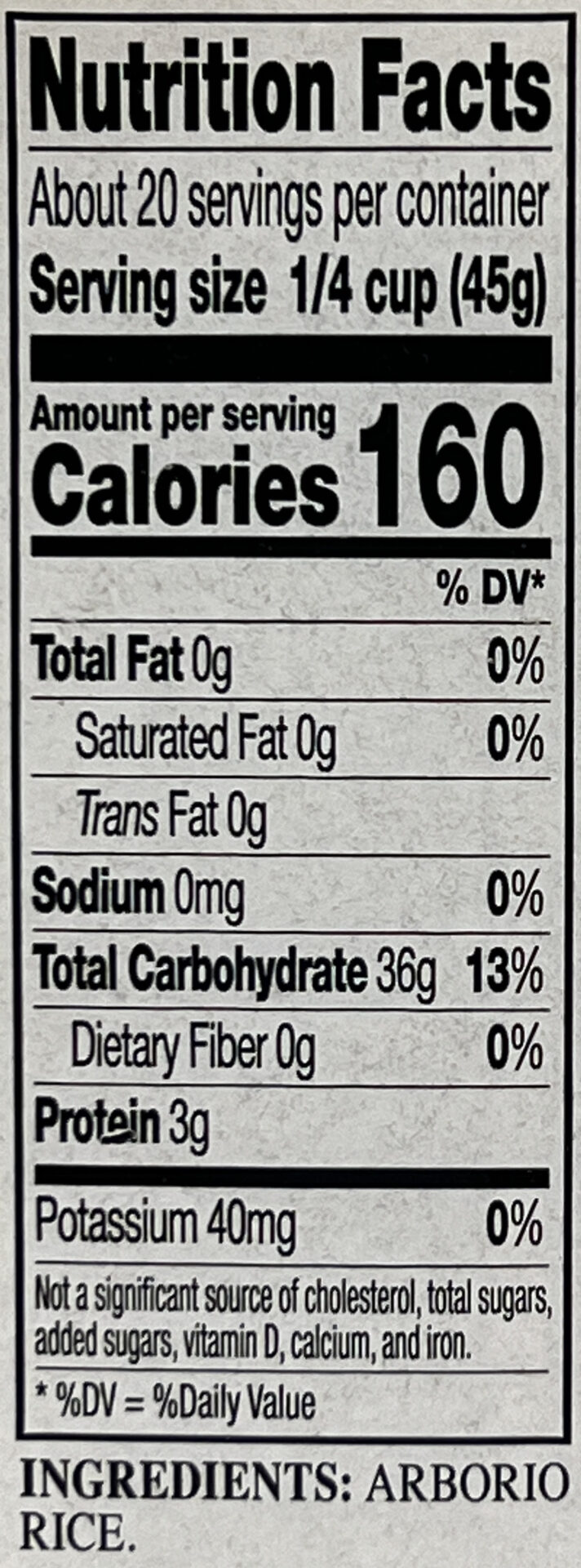 Rice Select Arborio Packaged Food Reviews