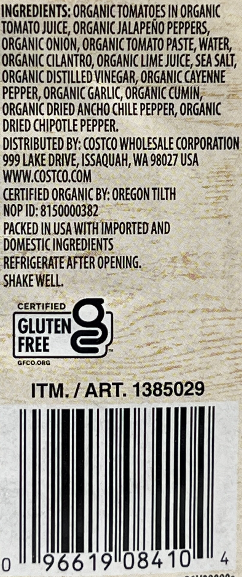 Kirkland Organic Salsa Medium Packaged Food Reviews